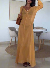 Vacation Style Loose Semi-permeable Knitted Maxi Dress